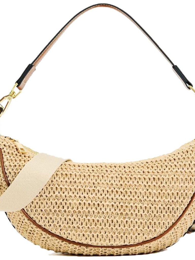 Straw Crossbody Bags For Women Crescent Woven Shoulder Handbag Summer Beach Hobo